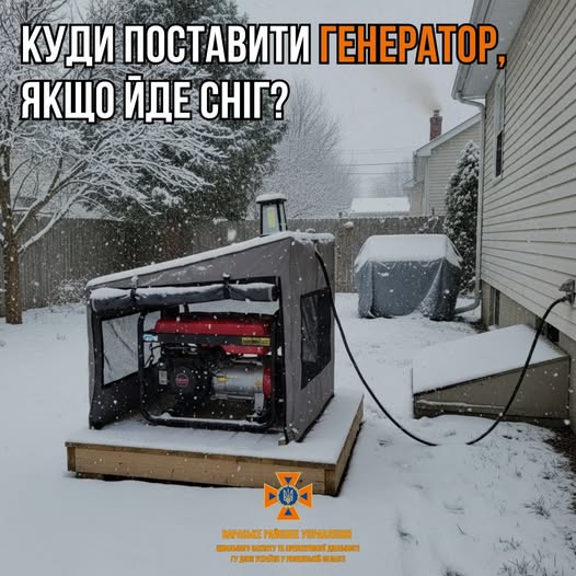 Куди поставити генератор, якщо йде сніг?