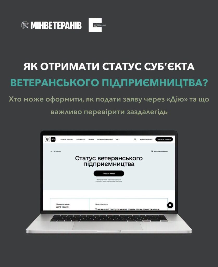 Статус ветеранського бізнесу у кілька кліків: як отримати на Порталі Дія